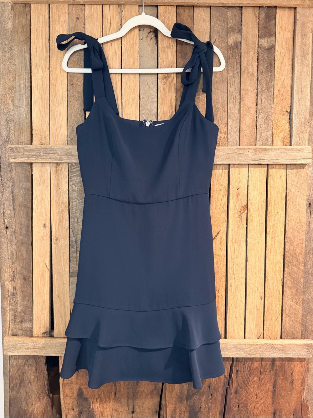 Adelyn Rae Navy Tie-Strap Ruffle-Hem Mini Dress